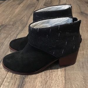 TOMS Leila Black Suede & Dotted Ankle Bootie 9.5